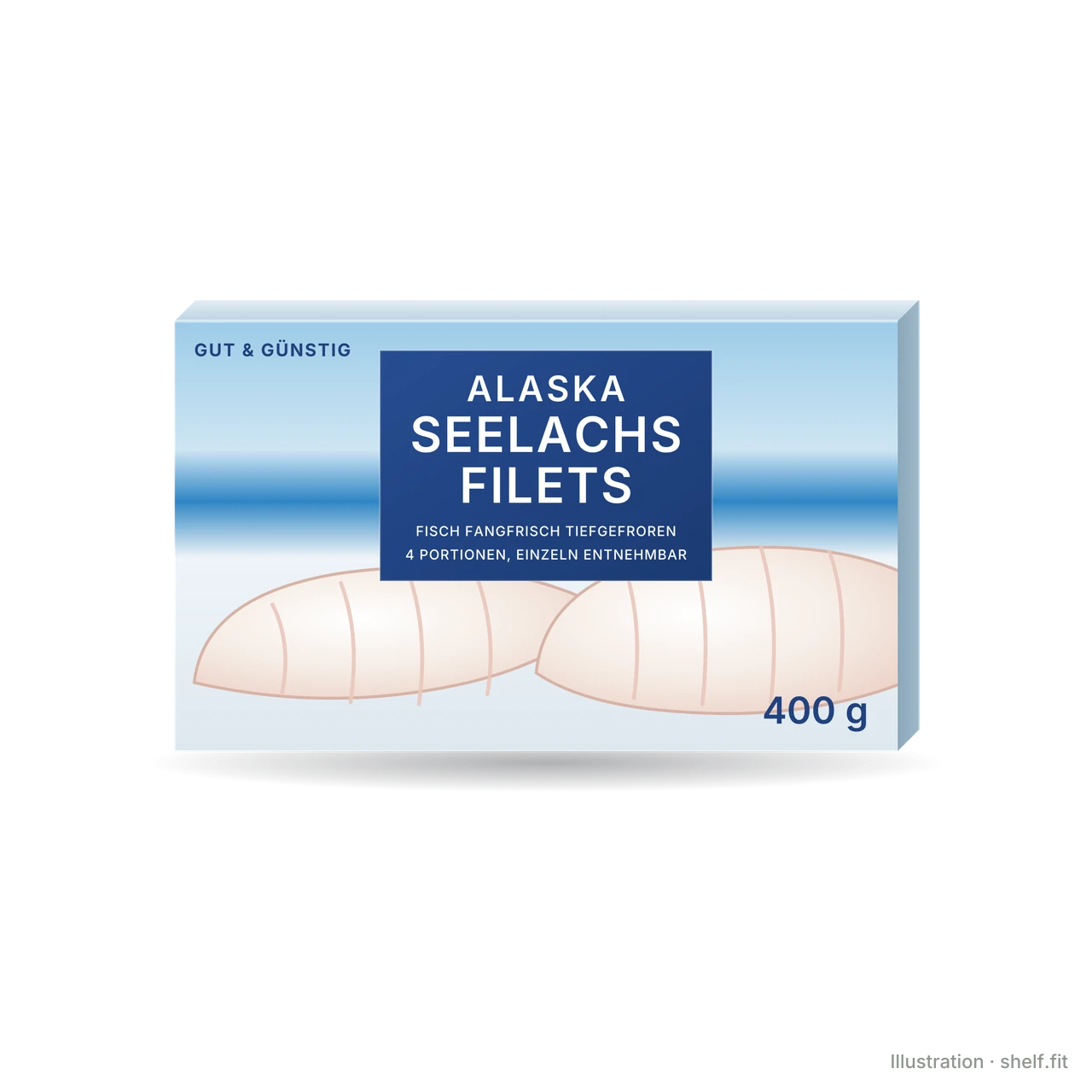 Illustration: Packung Gut & Günstig Alaska Seelachs Filets tiefgekühlt, 400 g