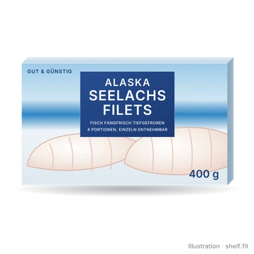 Illustration: Packung Gut & Günstig Alaska Seelachs Filets tiefgekühlt, 400 g