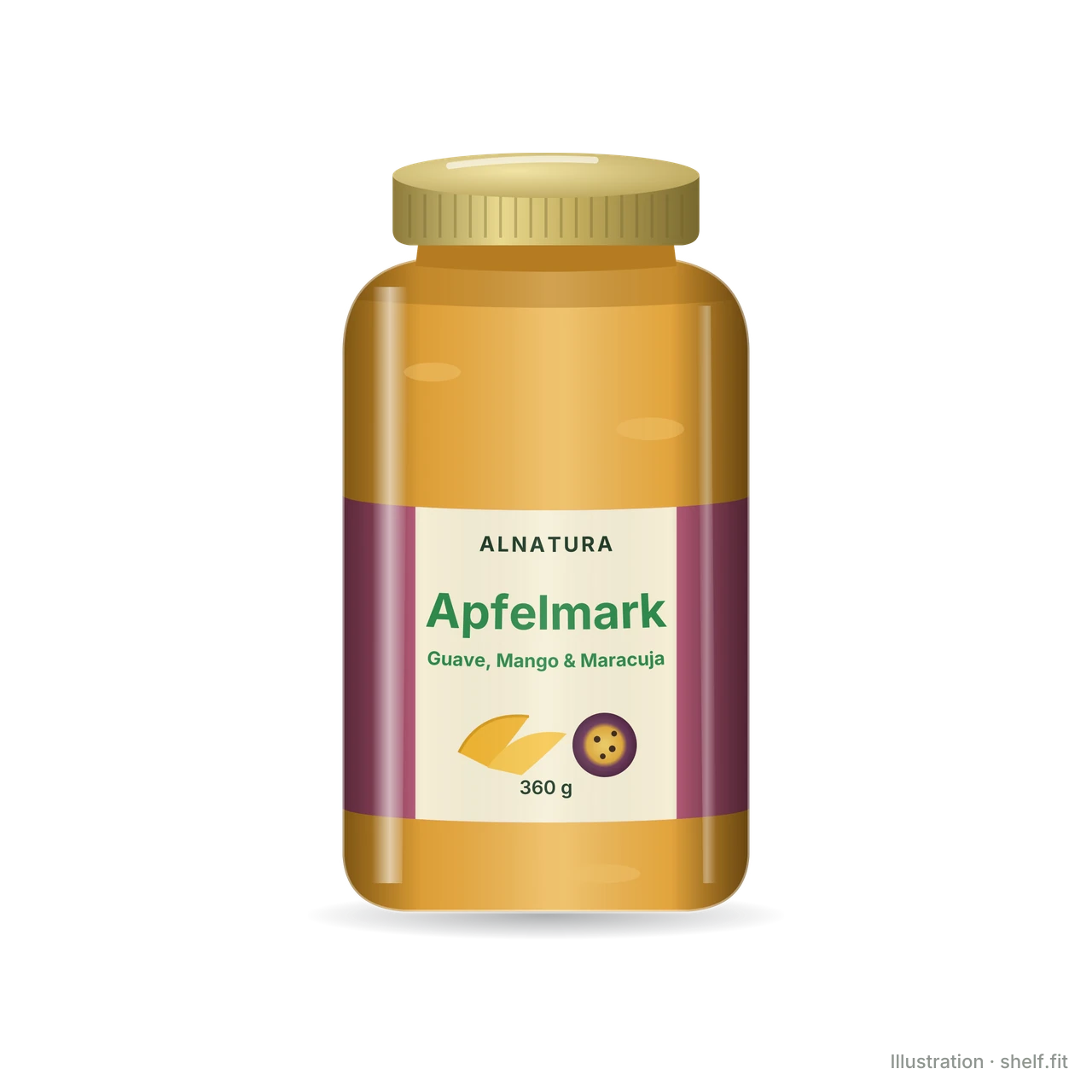 Illustration: Alnatura Bio Apfelmark Guave Mango Maracuja, 360-g-Glas