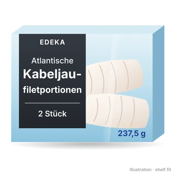 Illustration: Packung EDEKA Atlantische Kabeljau-Filetportionen, 237,5 g