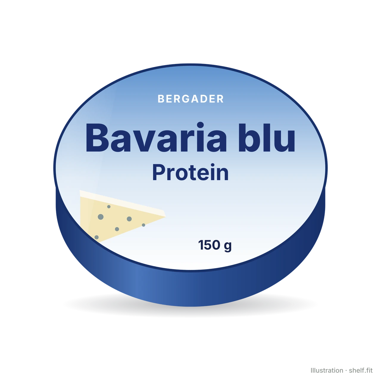 Illustration: Packung Bergader Bavaria blu Protein, 150 g