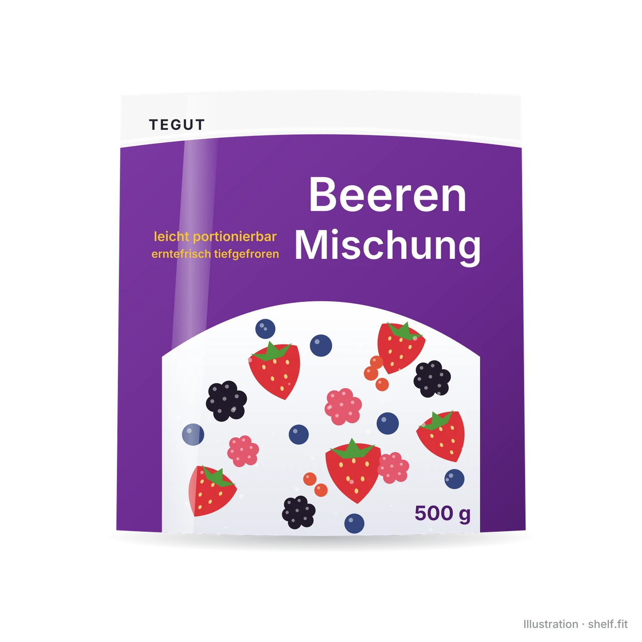 Illustration: tegut Beerenmischung, tiefgefroren, 500-g-Beutel