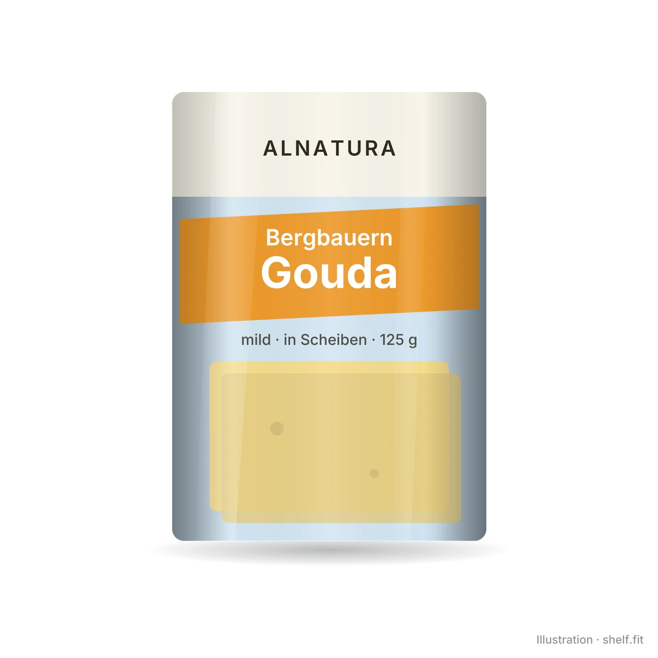 Illustration: Alnatura mountain farmers' Gouda slices pack, 125 g
