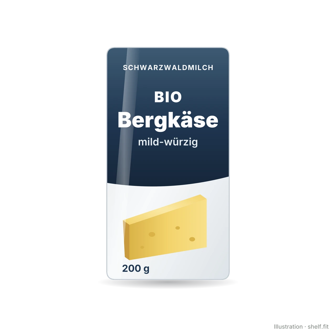 Illustration: Packung Schwarzwaldmilch Bio Bergkäse mild-würzig, 200 g