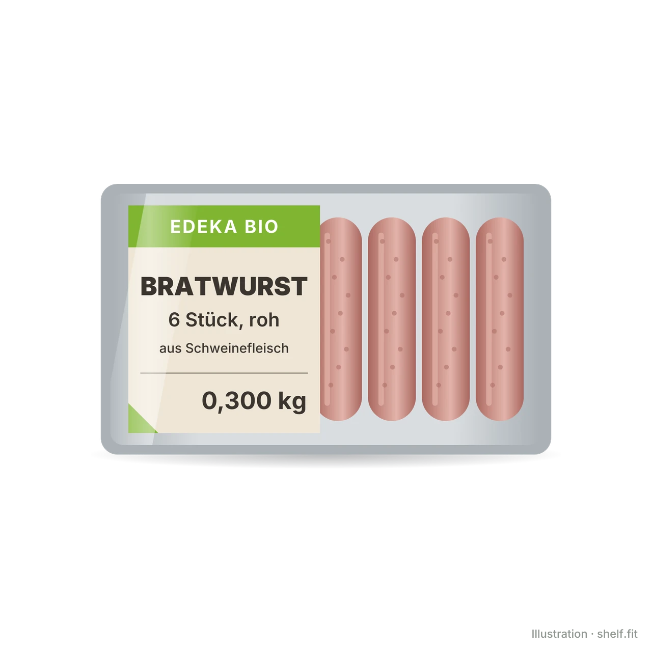 Illustration: Schale EDEKA Bio Bratwurst, 6 Stück roh, 300 g