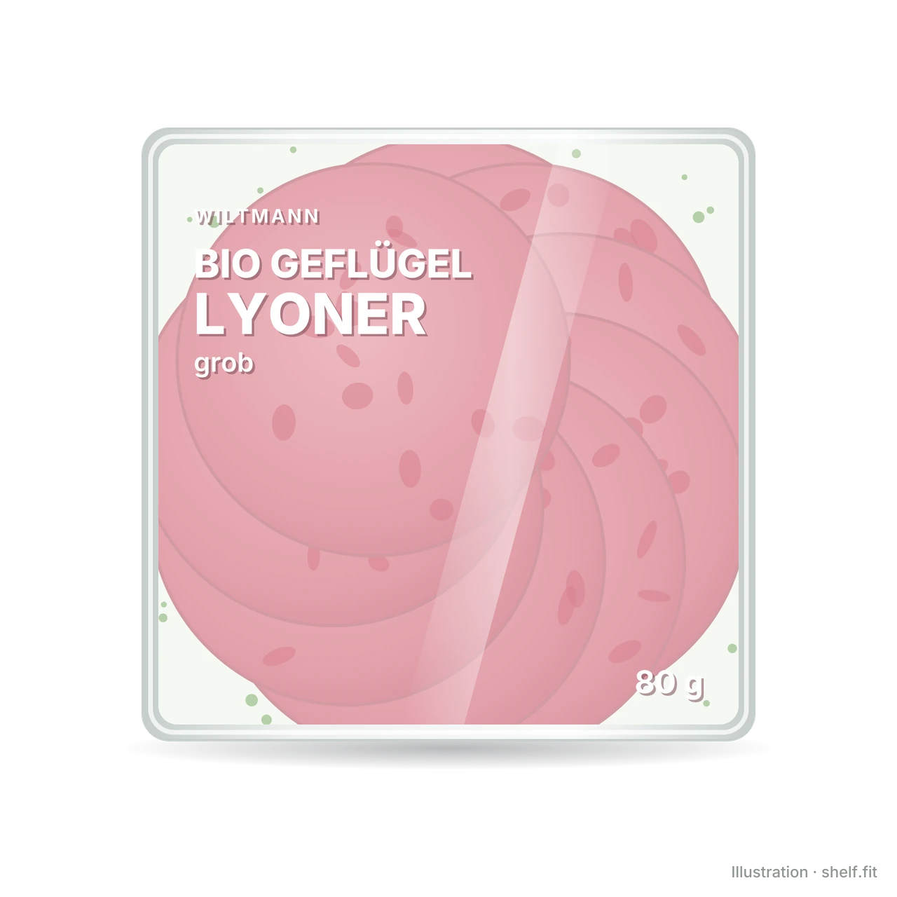 Illustration: Packung Wiltmann Bio Geflügel Lyoner grob, 80 g