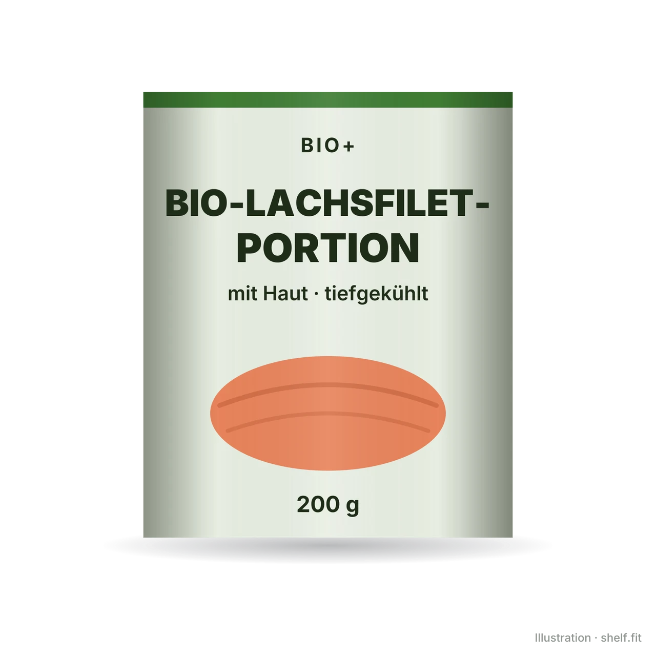 Illustration: Bio-Lachsfiletportion mit Haut