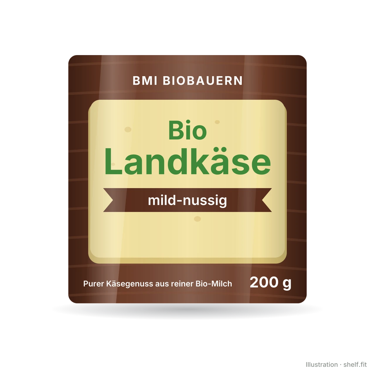 Illustration: Packung BMI Biobauern Bio-Landkäse mild-nussig, 200 g