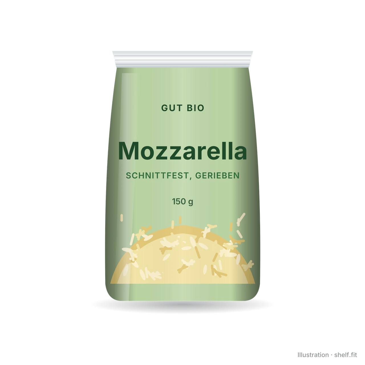 Illustration: Beutel Gut Bio Bio-Mozzarella schnittfest, gerieben, 150 g