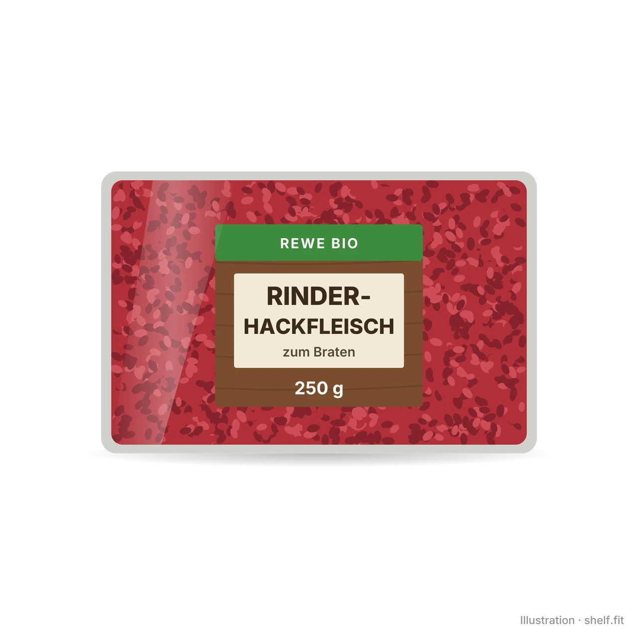 Illustration: Schale REWE Bio Rinder-Hackfleisch zum Braten, 250 g