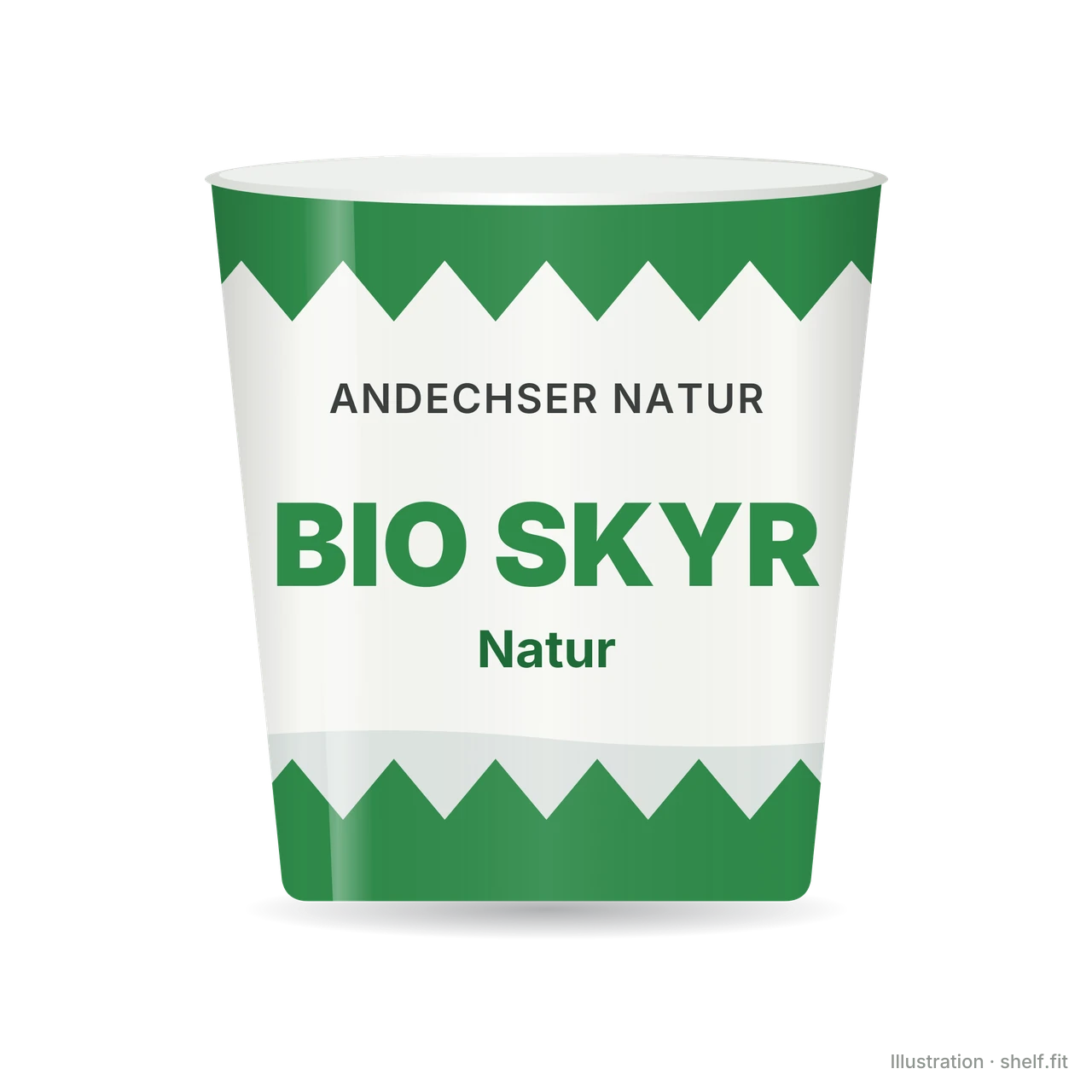 Illustration: Andechser Natur Organic Skyr Natural cup, 400 g, liquid-glass transformation