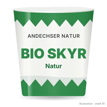 Illustration: Becher Andechser Natur Bio-Skyr Natur, 400 g, als Liquid-Glass-Transformation