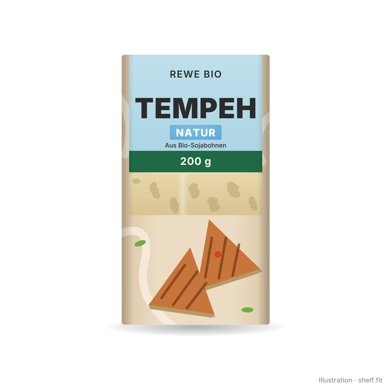 Illustration: Packung REWE Bio Tempeh Natur, 200 g