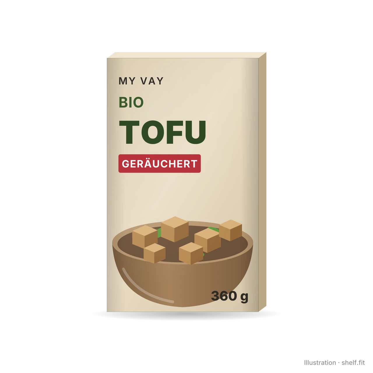 Illustration: Packung My Vay Bio-Tofu geräuchert, 360 g