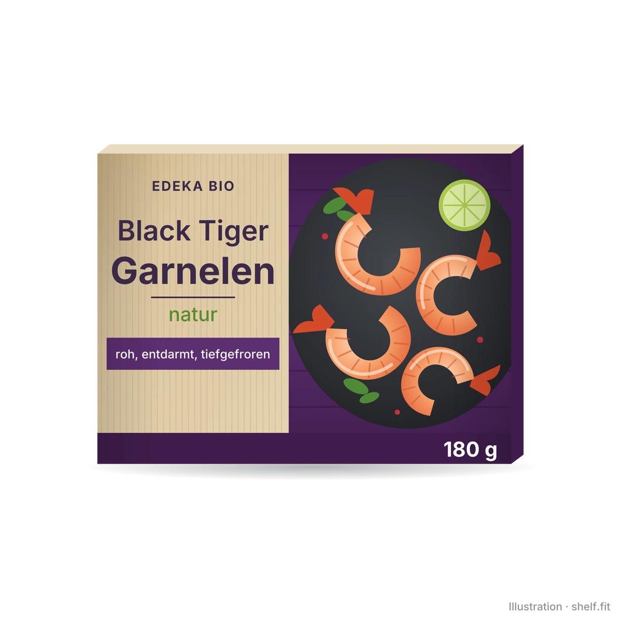 Illustration: Packung EDEKA Bio Black Tiger Garnelen natur, 180-g-Packung