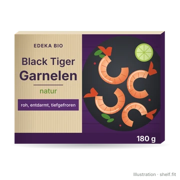 Illustration: Packung EDEKA Bio Black Tiger Garnelen natur, 180-g-Packung