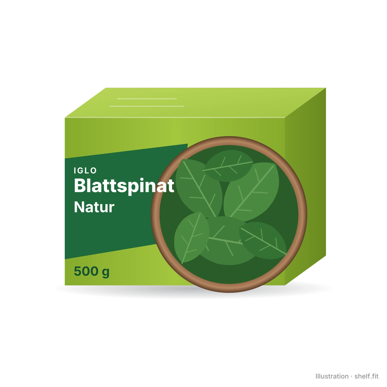 Illustration: Packung iglo Blatt-Spinat Natur, 500 g