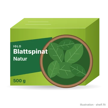 Illustration: Packung iglo Blatt-Spinat Natur, 500 g