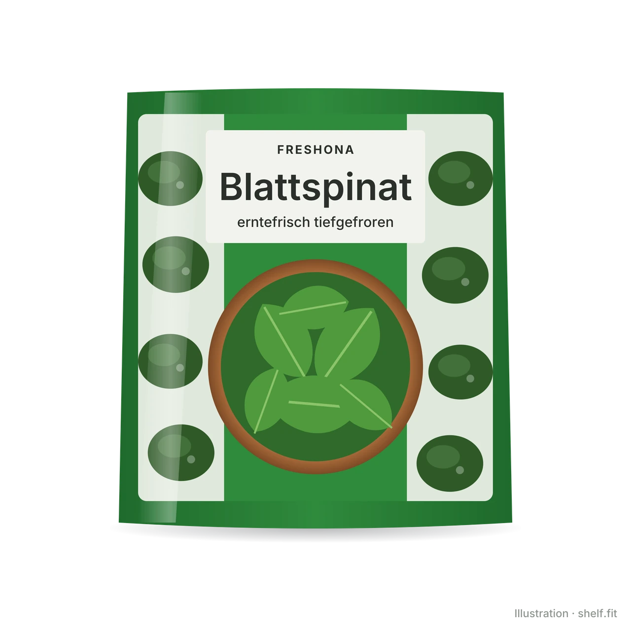 Illustration: Blattspinat, erntefrisch tiefgefroren