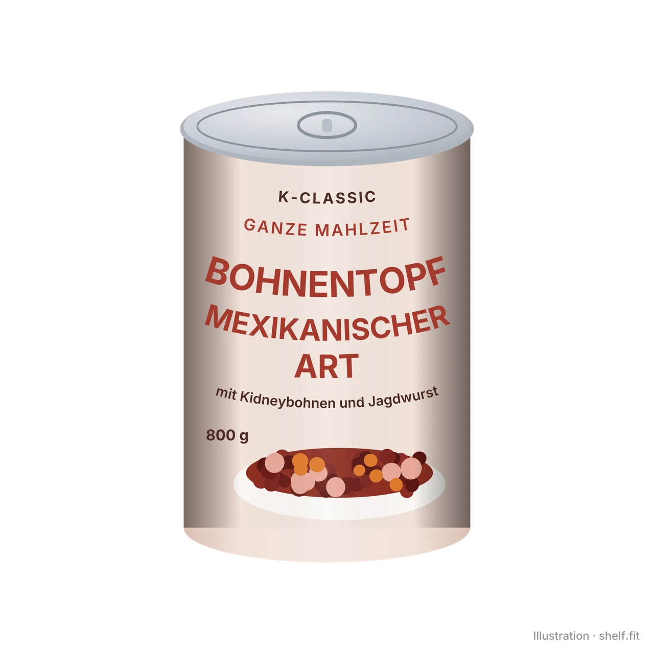 Illustration: Dose K-Classic Bohnentopf mexikanischer Art mit Kidneybohnen und Jagdwurst, 800 g