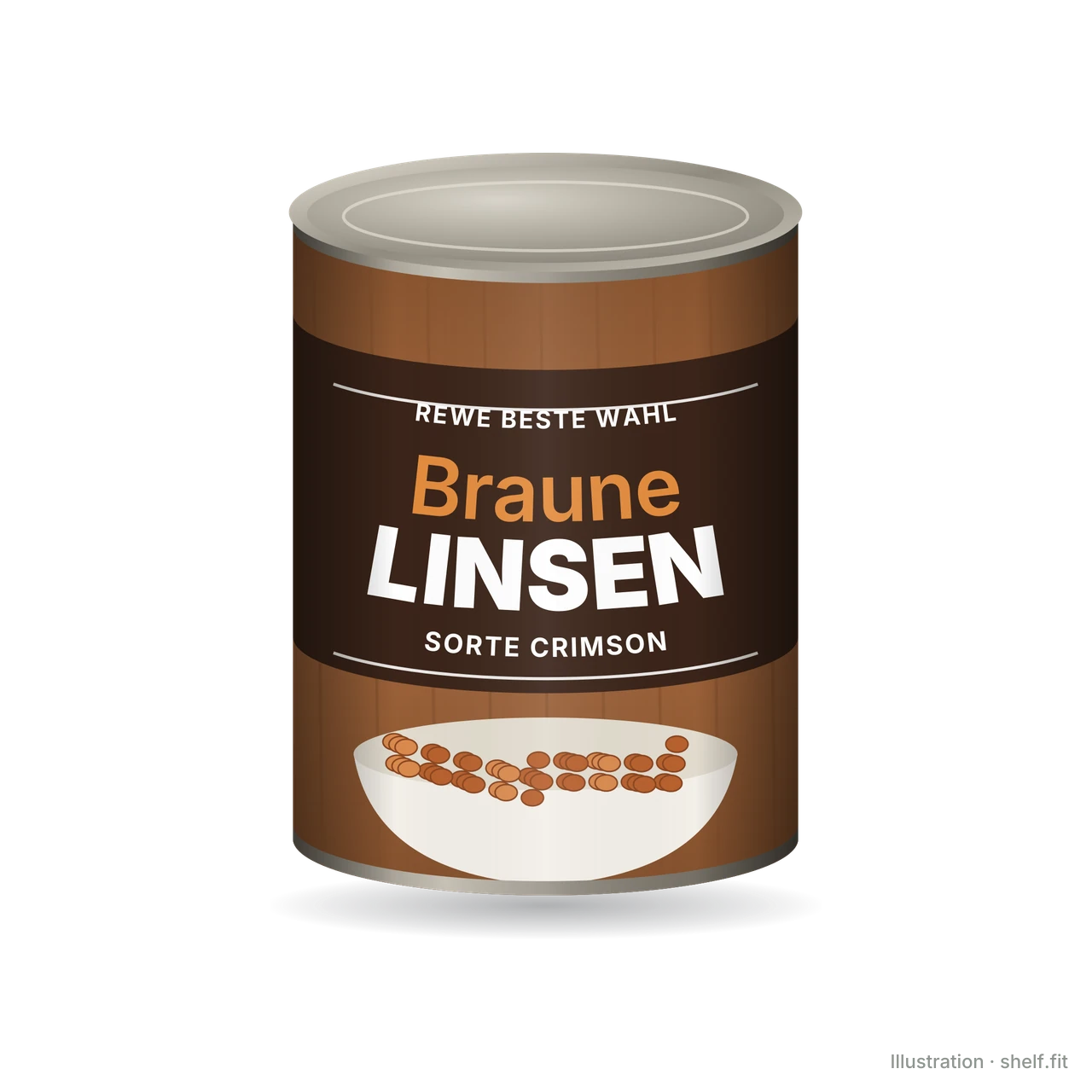 Illustration: Dose REWE Beste Wahl Braune Linsen, 400-g-Dose