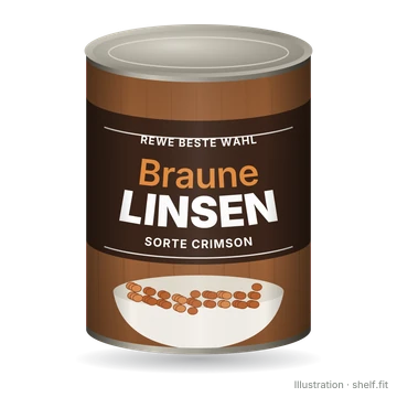 Illustration: Dose REWE Beste Wahl Braune Linsen, 400-g-Dose