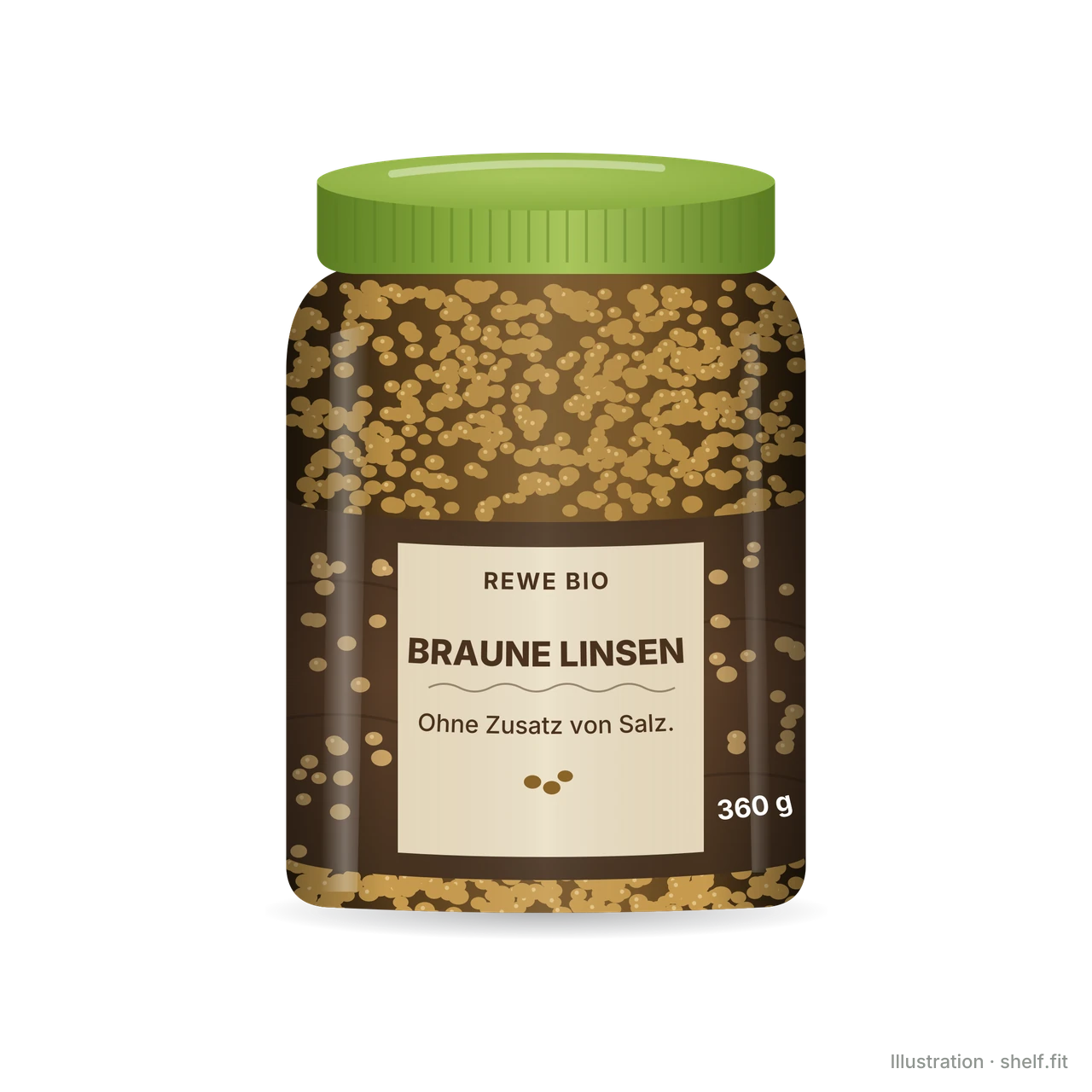 Illustration: Glas REWE Bio Braune Linsen