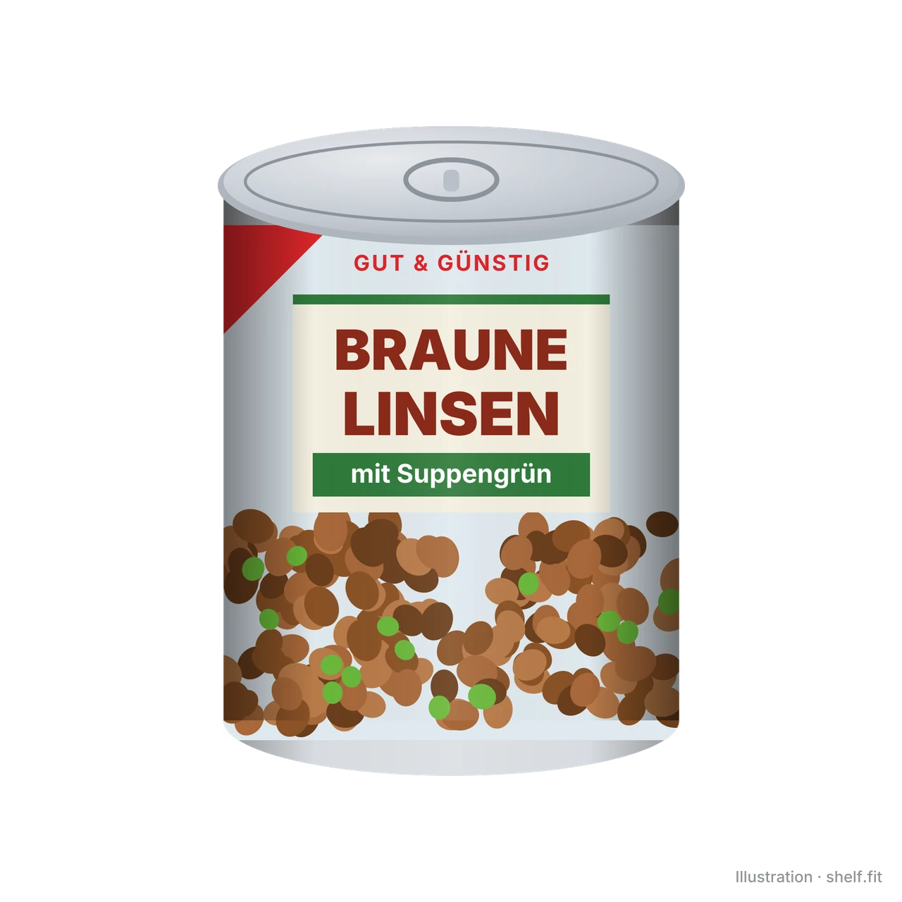 Illustration: Braune Linsen mit Suppengrün