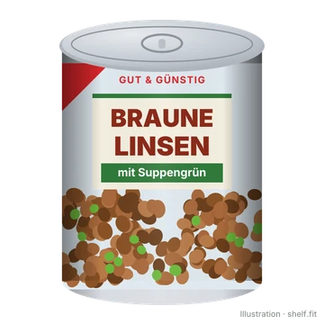 Illustration: Braune Linsen mit Suppengrün