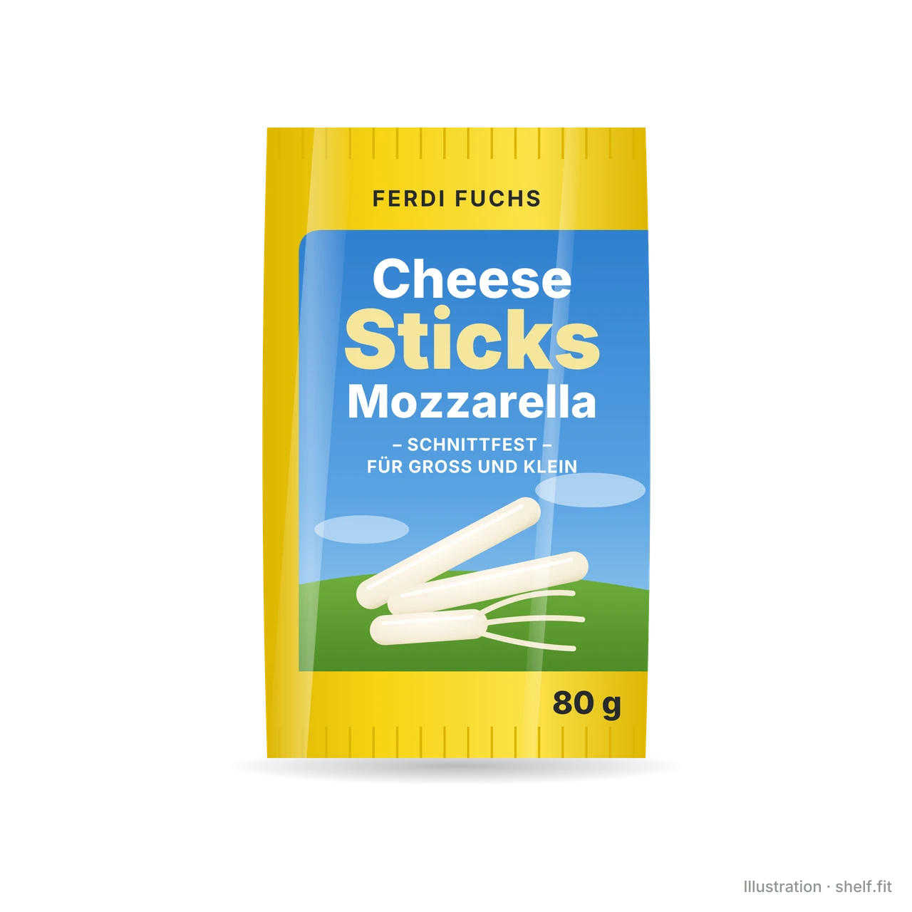 Illustration: Packung Ferdi Fuchs Cheese Sticks Mozzarella, 80-g-Packung