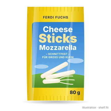 Illustration: Packung Ferdi Fuchs Cheese Sticks Mozzarella, 80-g-Packung