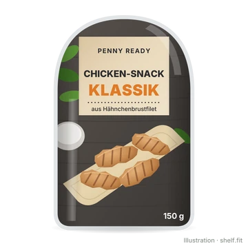 Illustration: Packung PENNY Ready Chicken Snack Klassik, 150-g-Packung