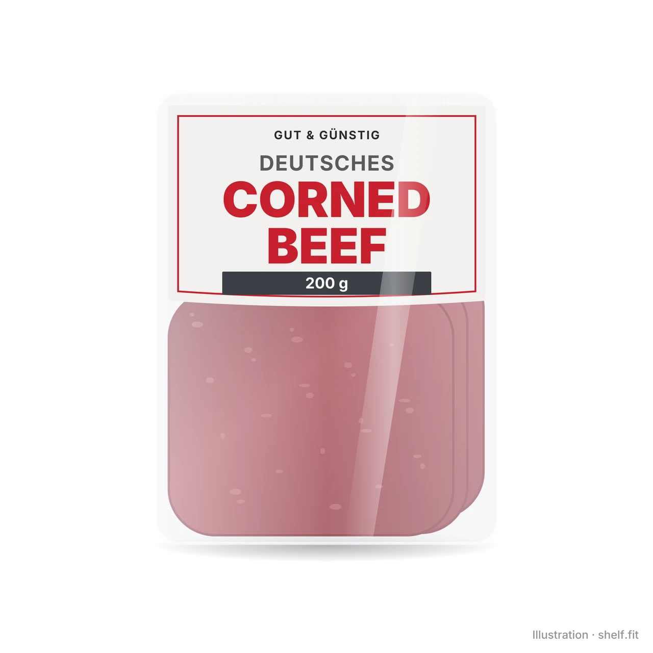 Illustration: Packung Gut & Günstig Corned Beef in Scheiben, 200-g-Packung