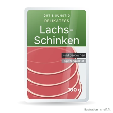 Illustration: Packung Gut & Günstig Delikatess Lachsschinken, 100 g