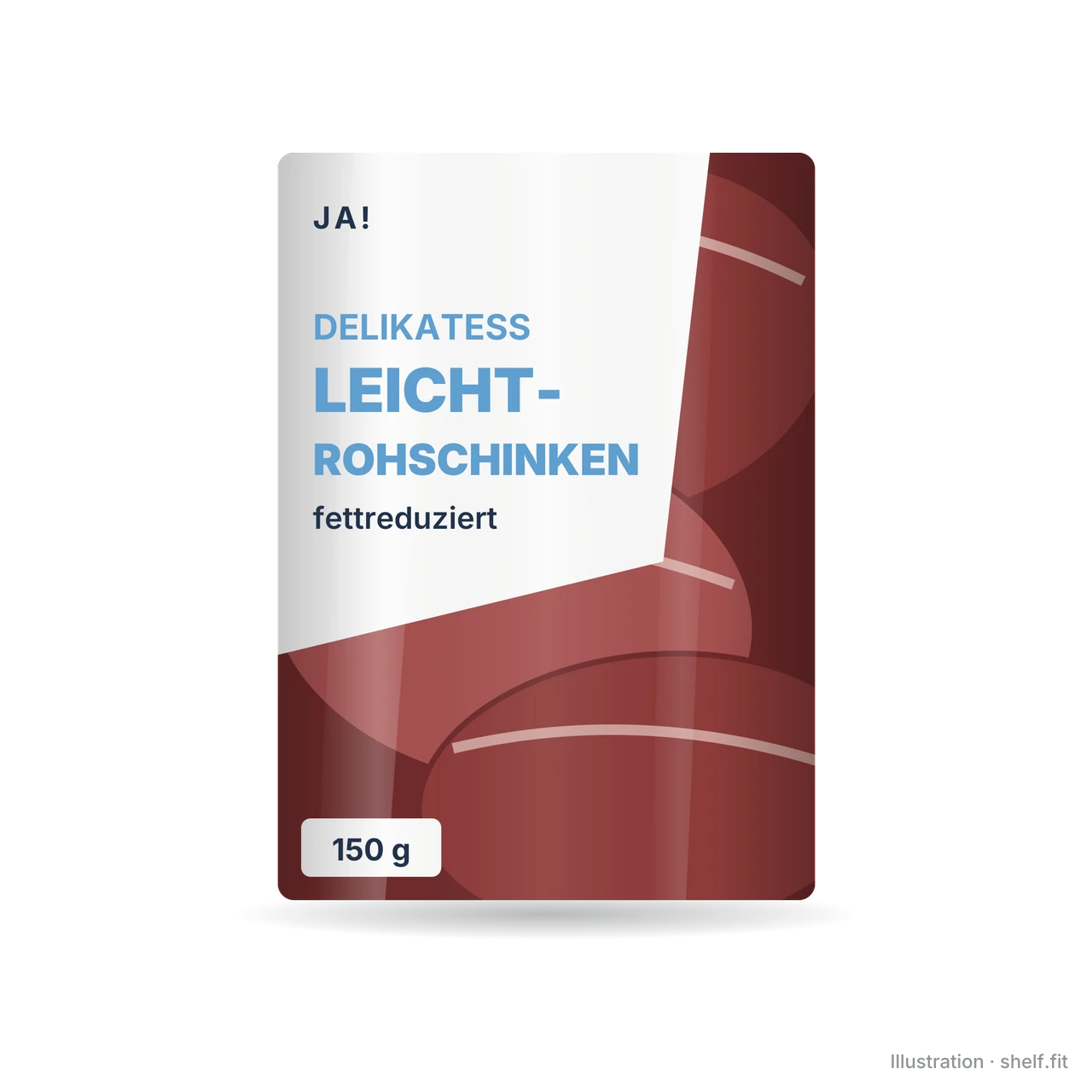 Illustration: Packung ja! Delikatess Leicht-Rohschinken, 150 g
