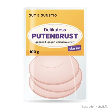 Illustration: Packung Gut & Guenstig Delikatess Putenbrust Classic, 100 g