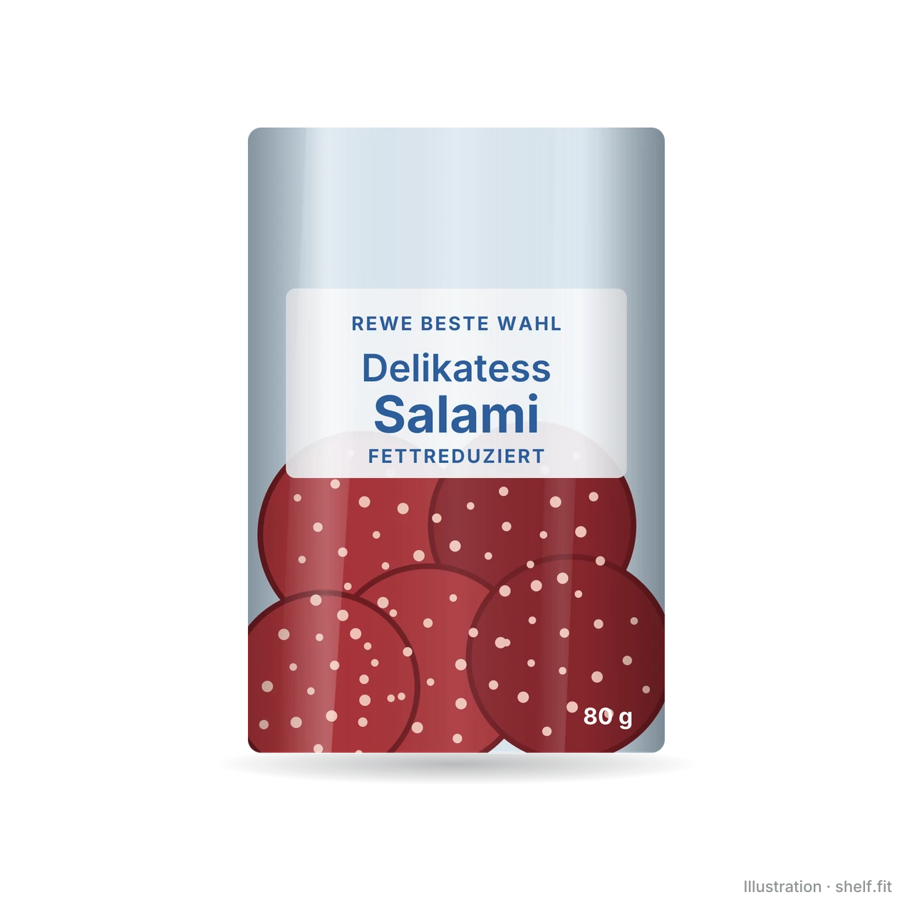 Illustration: Packung REWE Beste Wahl Delikatess Salami fettreduziert, 80 g