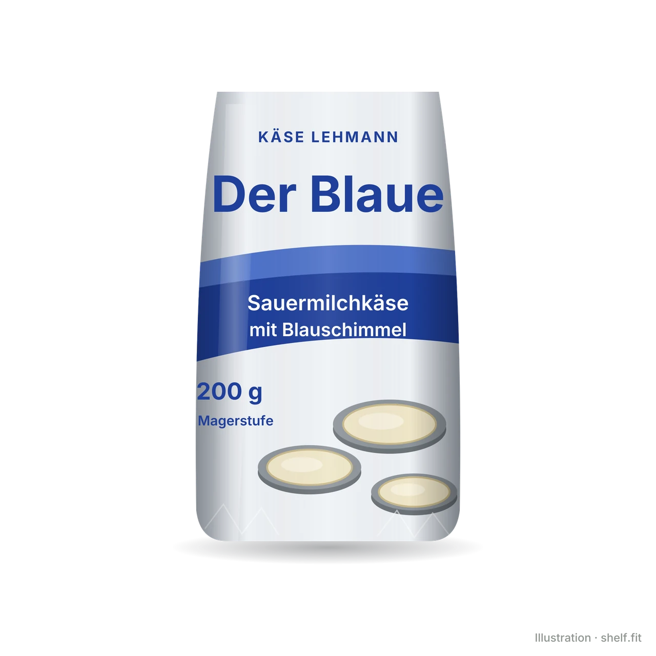 Illustration: Folienstück Käse Lehmann Der Blaue, Sauermilchkäse mit Blauschimmel, 200 g