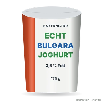 Illustration: Becher Bayernland Echt Bulgara Joghurt 3,5 % Fett, 175 g