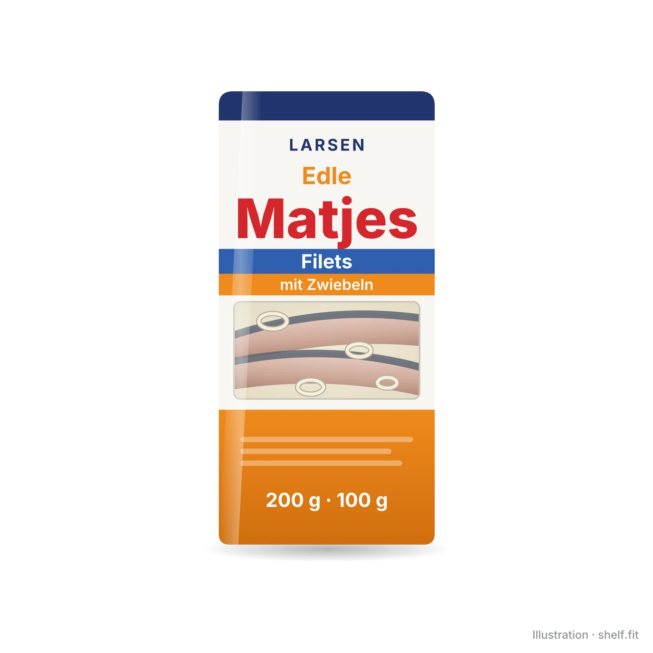 Illustration: Larsen matjes herring fillets with onions tray, 200 g