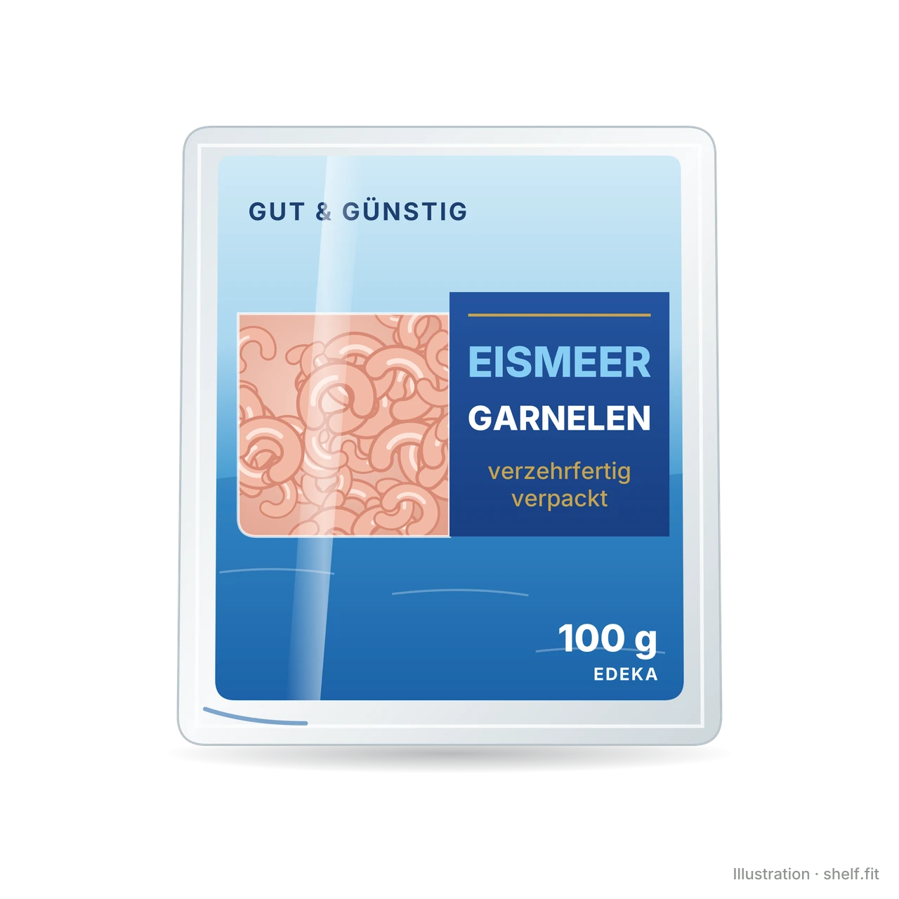 Illustration: Packung Gut & Günstig Eismeer Garnelen, 100-g-Packung
