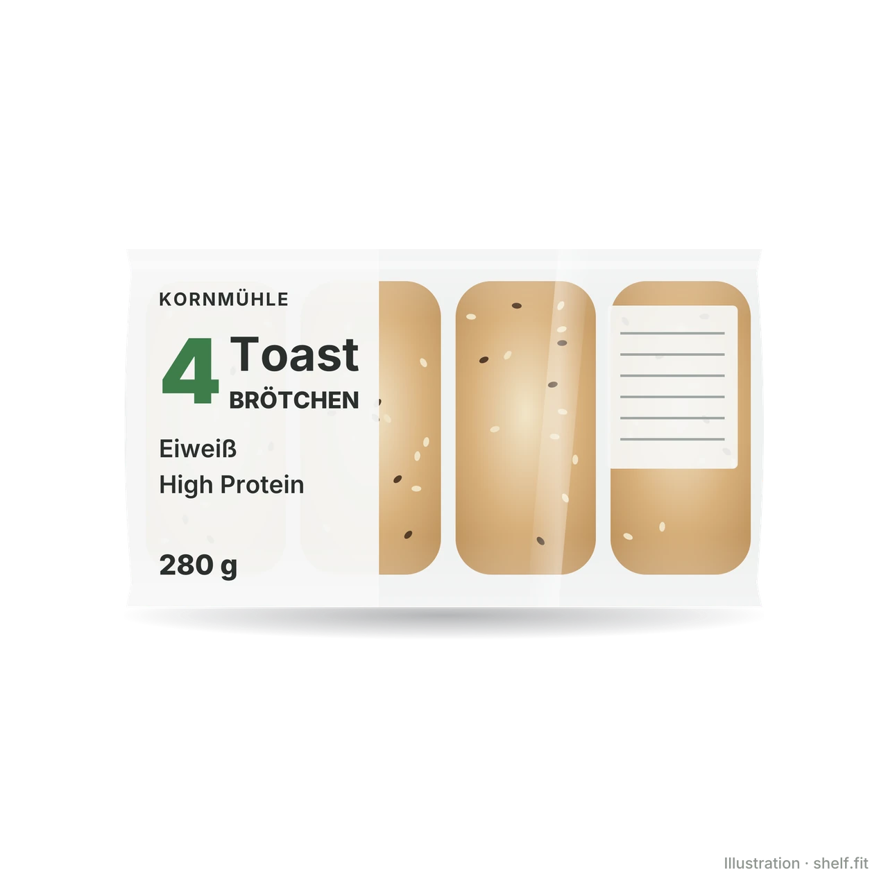 Illustration: Beutel Kornmühle Eiweiß Toastbrötchen High Protein, 280 g