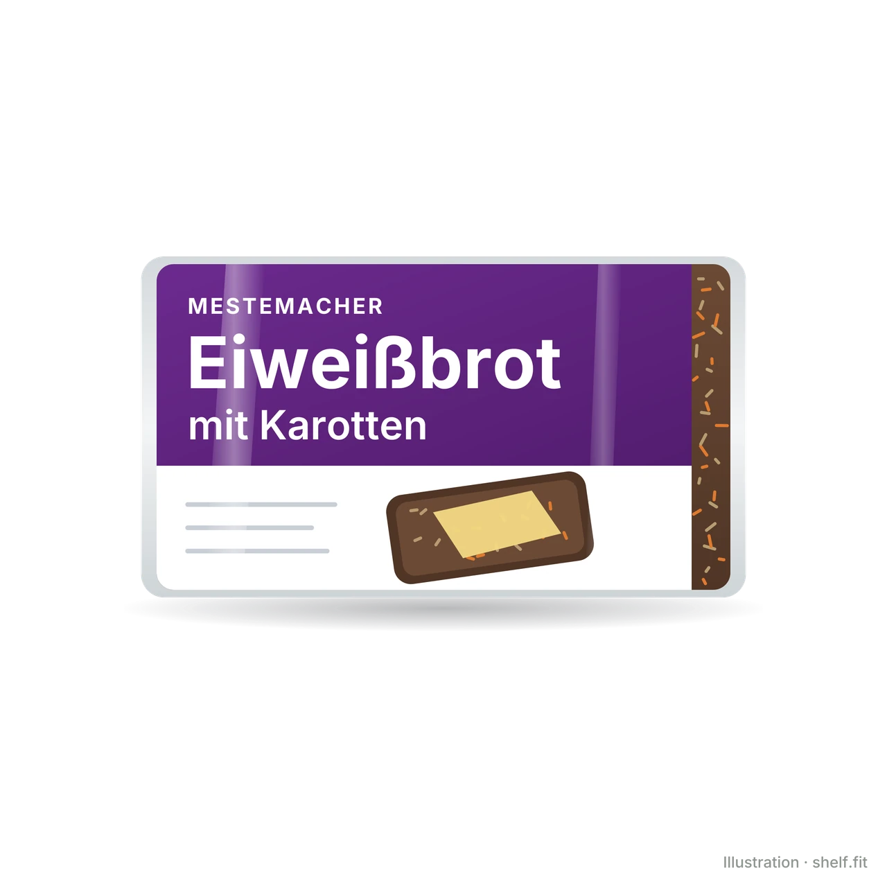 Illustration: Packung Mestemacher Eiweißbrot mit Karotten