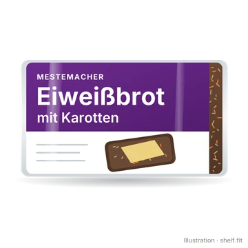 Illustration: Packung Mestemacher Eiweißbrot mit Karotten