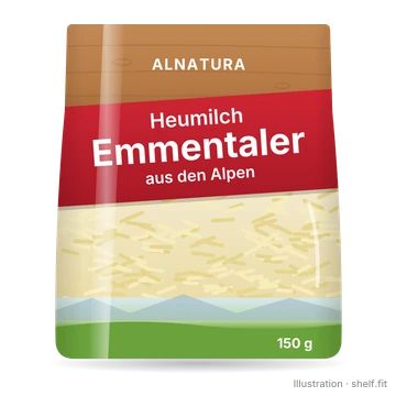 Illustration: Beutel Alnatura Emmentaler gerieben, 150-g-Beutel
