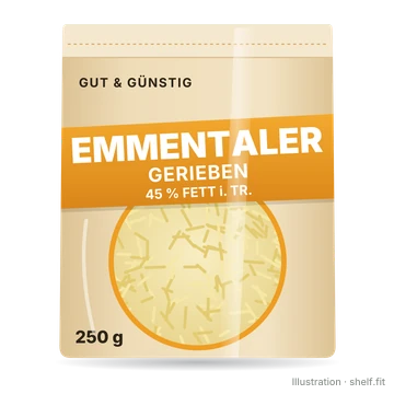 Illustration: Beutel Gut & Günstig Emmentaler gerieben