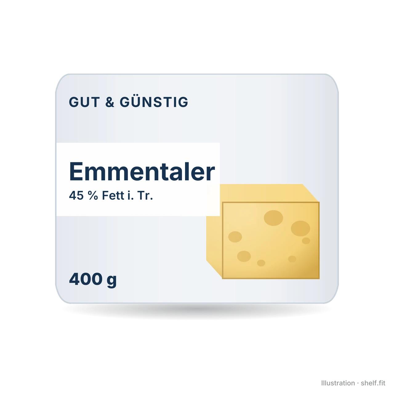 Illustration: Packung Gut & Günstig Emmentaler, 400 g