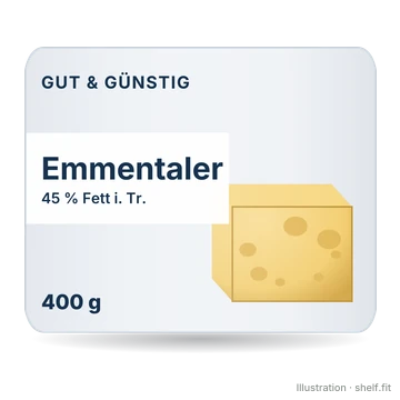 Illustration: Packung Gut & Günstig Emmentaler, 400 g