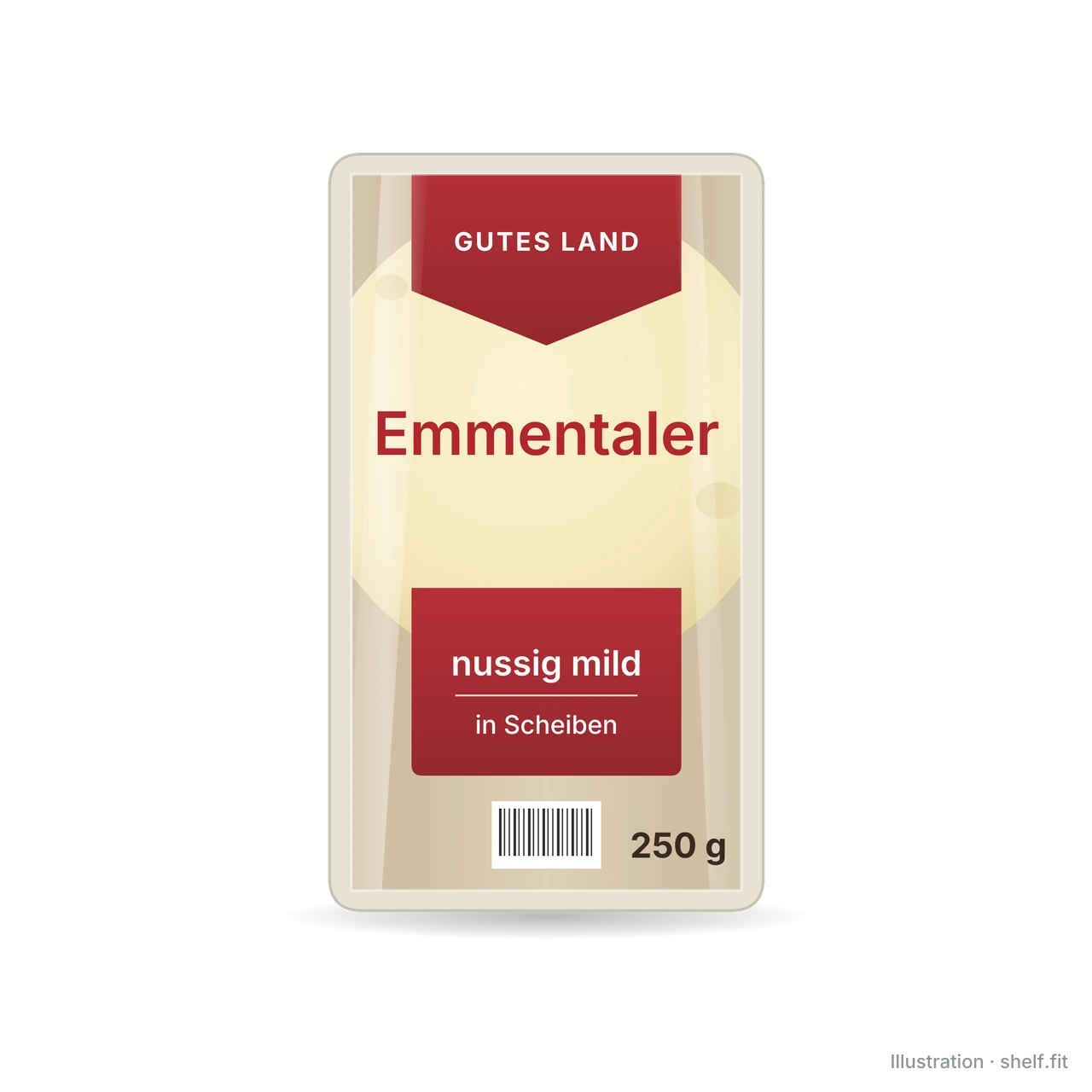 Illustration: Packung Gutes Land Emmentaler