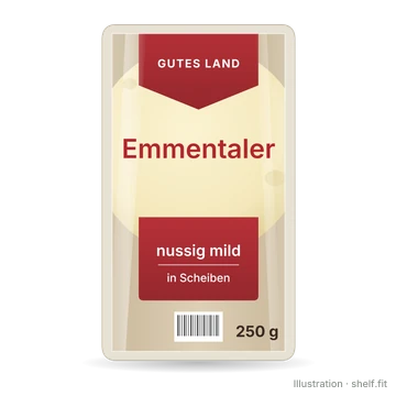 Illustration: Packung Gutes Land Emmentaler